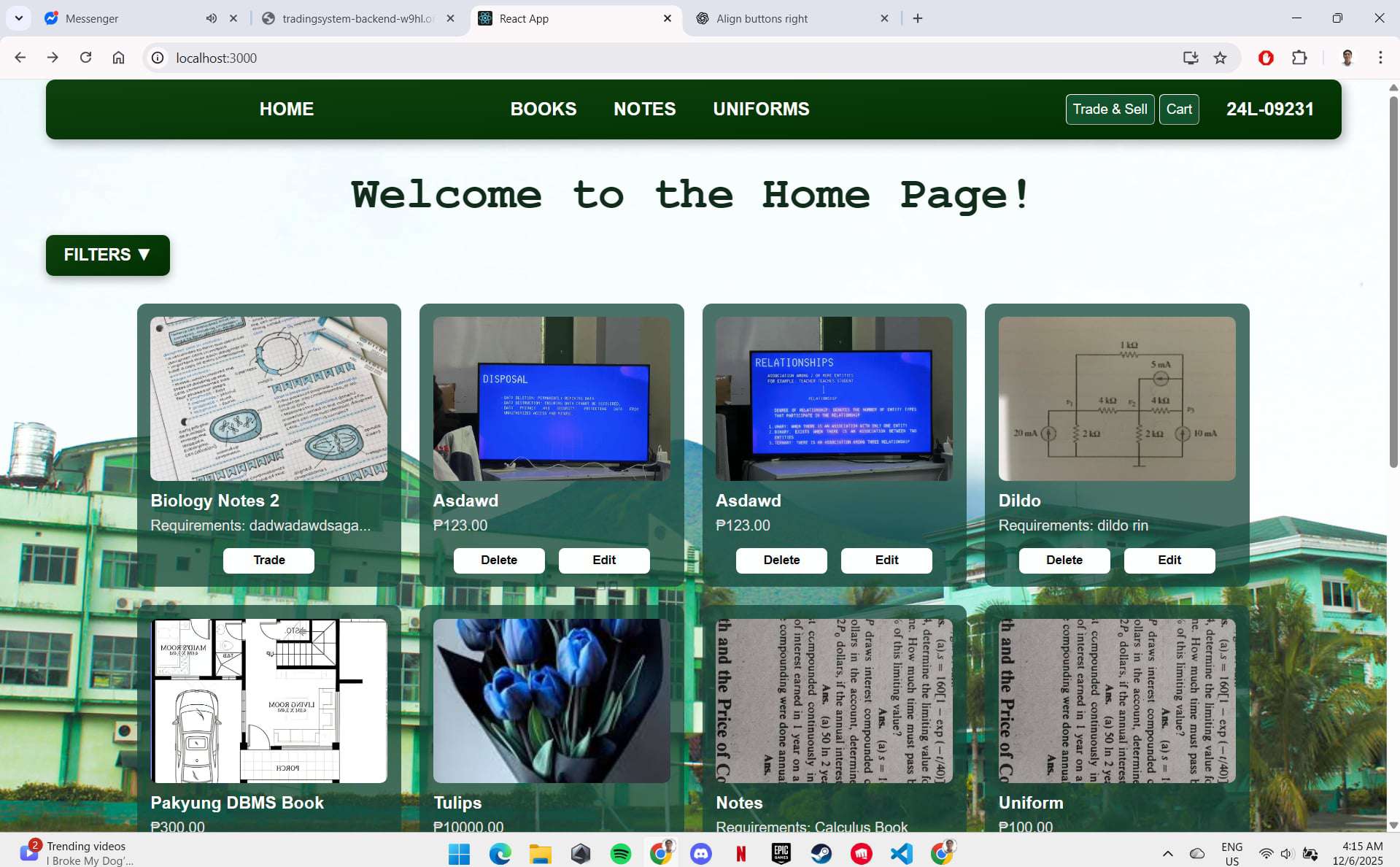 YES4TRADING - Trading Website that handles Purchase and Trade